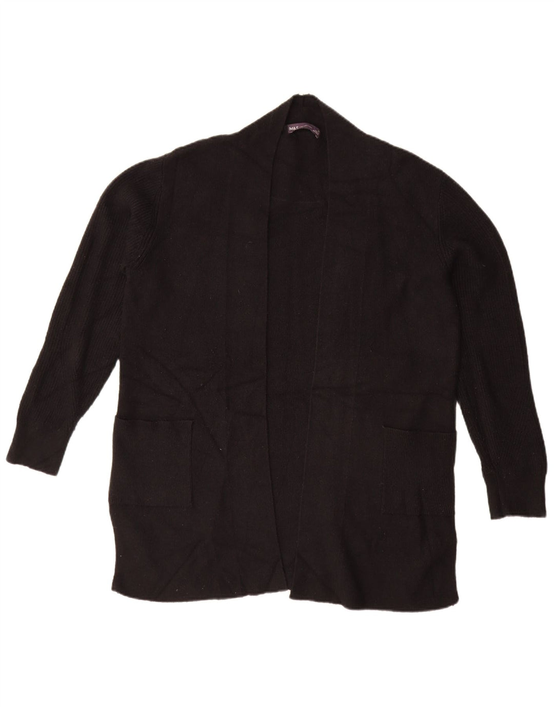 Pulover cardigan deschis supradimensionat pentru femei Marks & Spencer UK 14 mare negru