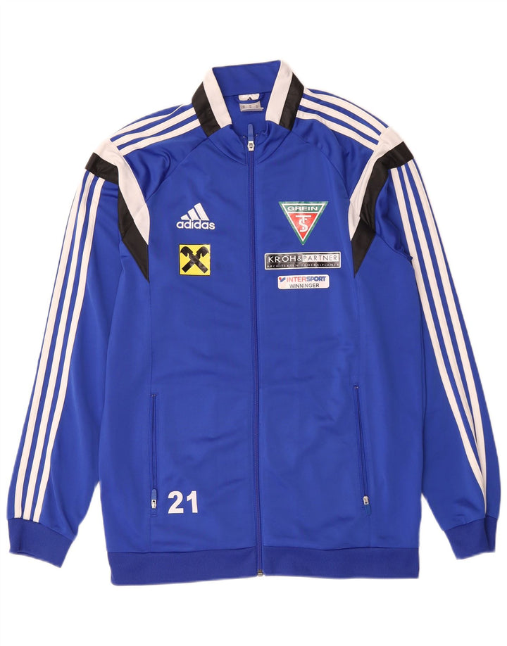 Jachetă de top pentru trening grafic Adidas pentru bărbați, albastru mediu, poliester color bloc