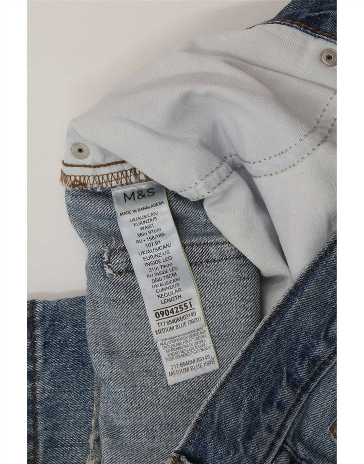 Blugi drepți obișnuiți învechiți pentru bărbați Marks & Spencer L36 L31 Bumbac albastru