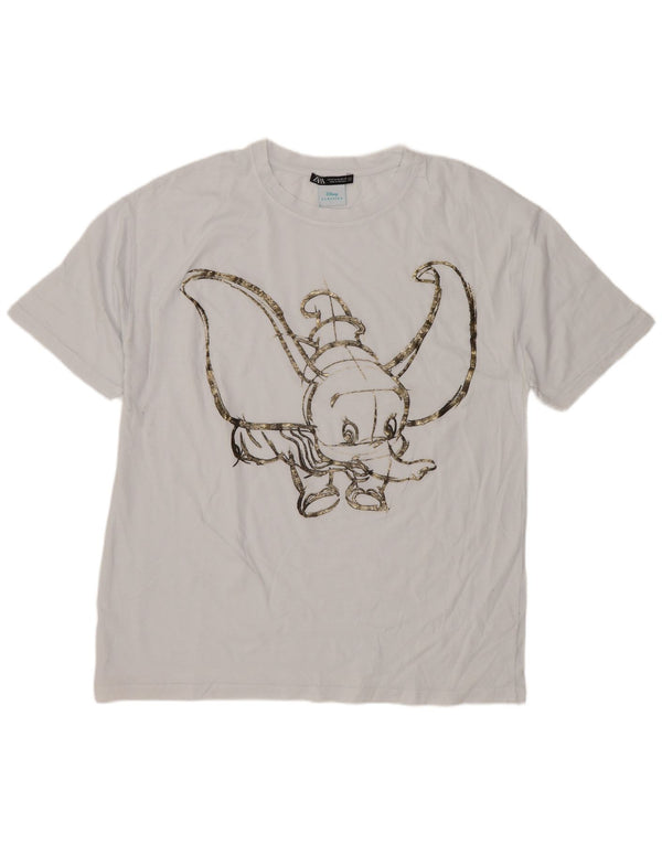 Tricou cu grafic Dumbo Zara pentru femei Top UK 14 Medium White Animal Print
