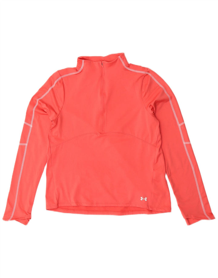Top de trening Under Armour pentru femei, cu fermoar și gât, roz mediu, UK 12