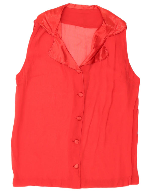 Bluză cămașă fără mâneci pentru femei VINTAGE UK 16 mare roșu