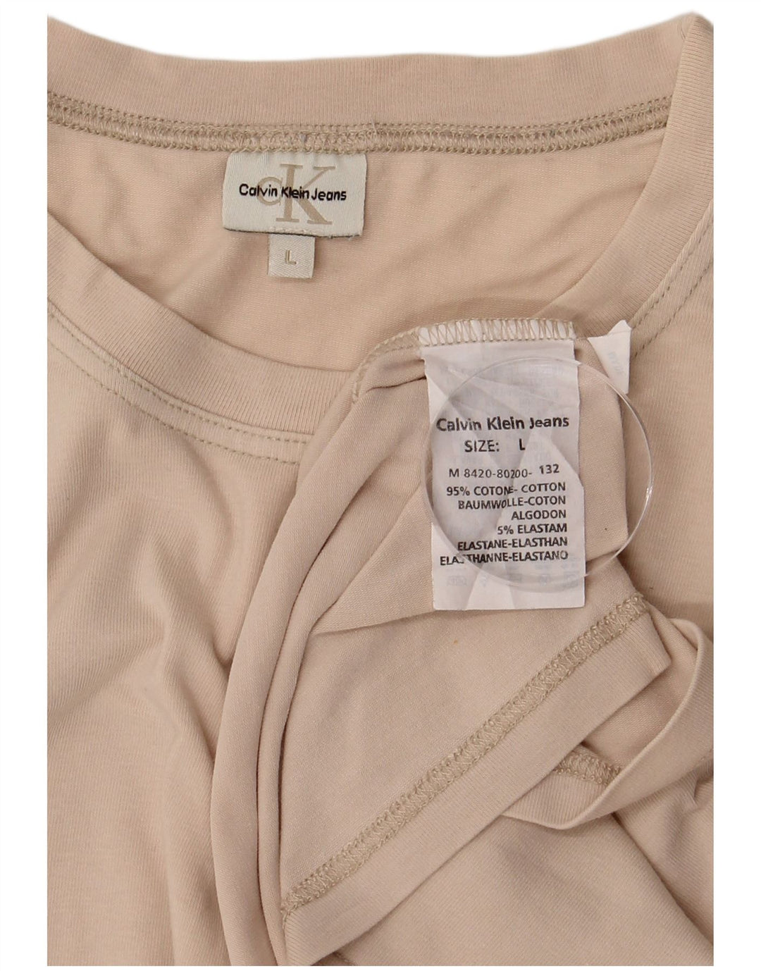 CALVIN KLEIN JEANS Tricou pentru bărbați Top mare, bej, bumbac