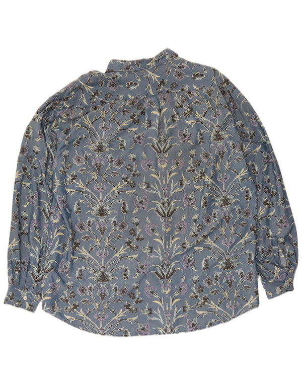 Cămașă Vintage pentru bărbați XL Albastru Bumbac Floral