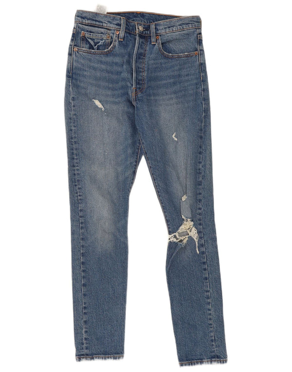 Blugi Levi's 501 Distressed Slim W27 L30 Bumbac albastru