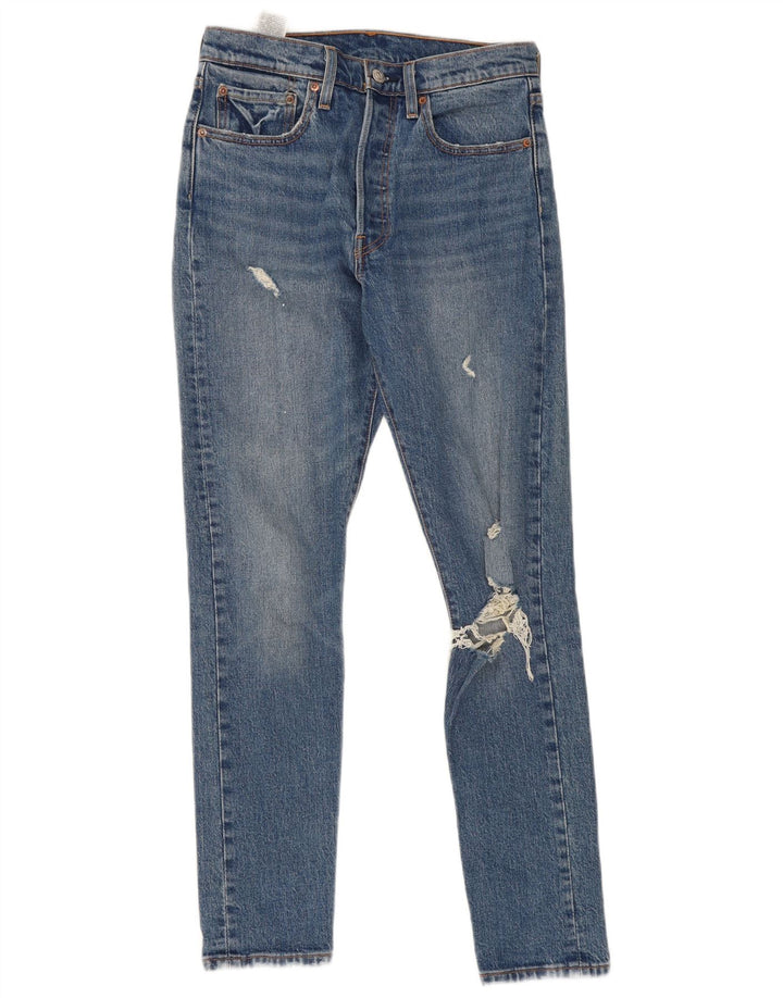 Blugi Levi's 501 Distressed Slim W27 L30 Bumbac albastru