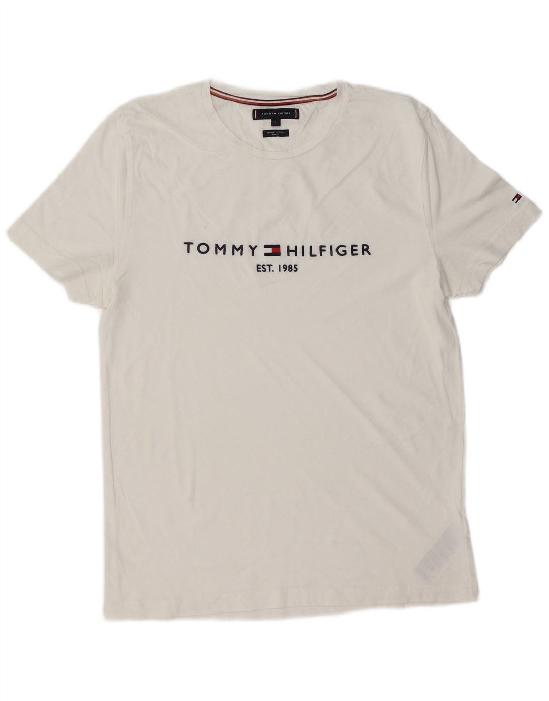TOMMY HILFIGER Tricou grafic Slim Fit pentru bărbați Top mare din bumbac alb