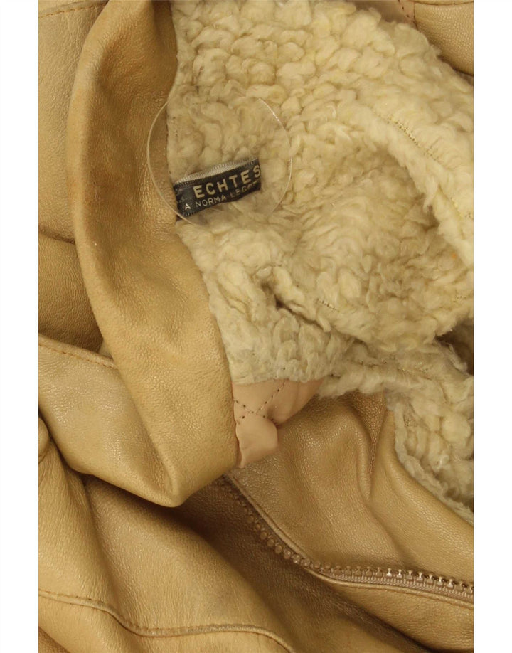 Jachetă din piele Sherpa pentru bărbați vintage IT 52 XL din piele bej