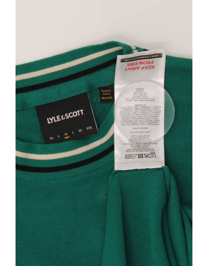 Pulover Lyle & Scott pentru bărbați, cu formă obișnuită, cu decolteu triplu, bumbac verde mediu