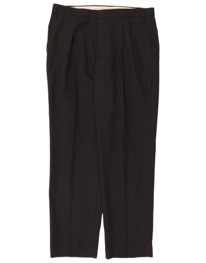 Marks & Spencer Pantaloni de costum bărbătesc cu gheață W36 L33 poliester negru cu dungi