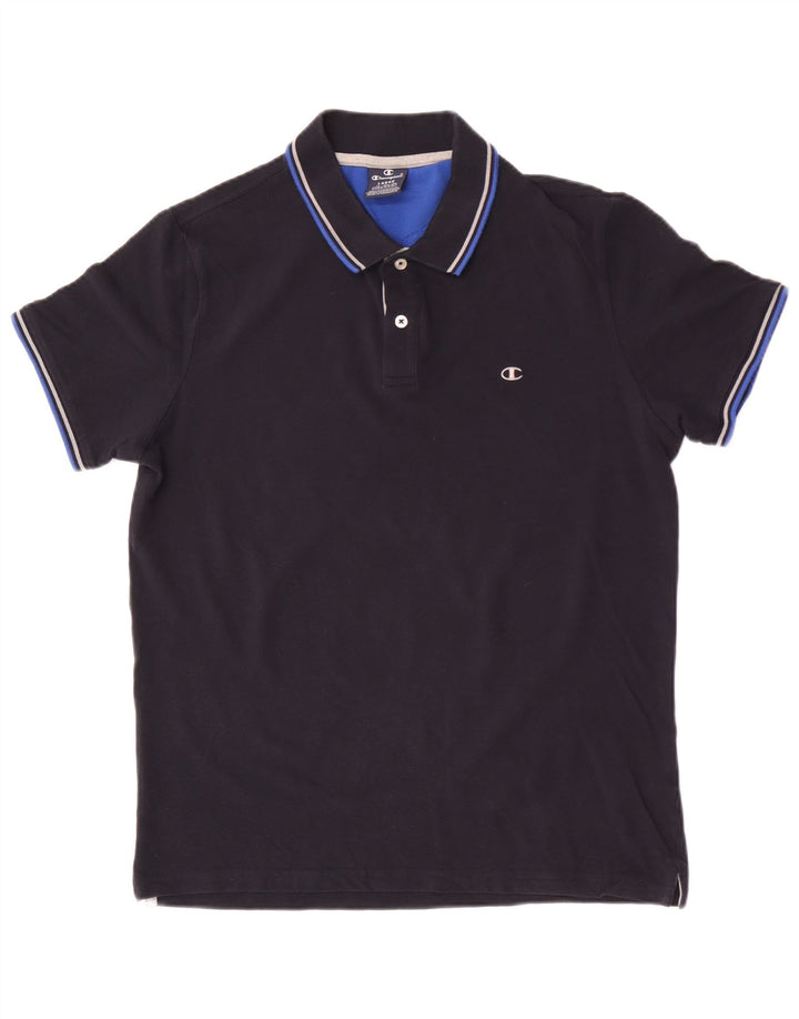 Tricou polo pentru bărbați Champion, mare, albastru, bumbac cu dungi