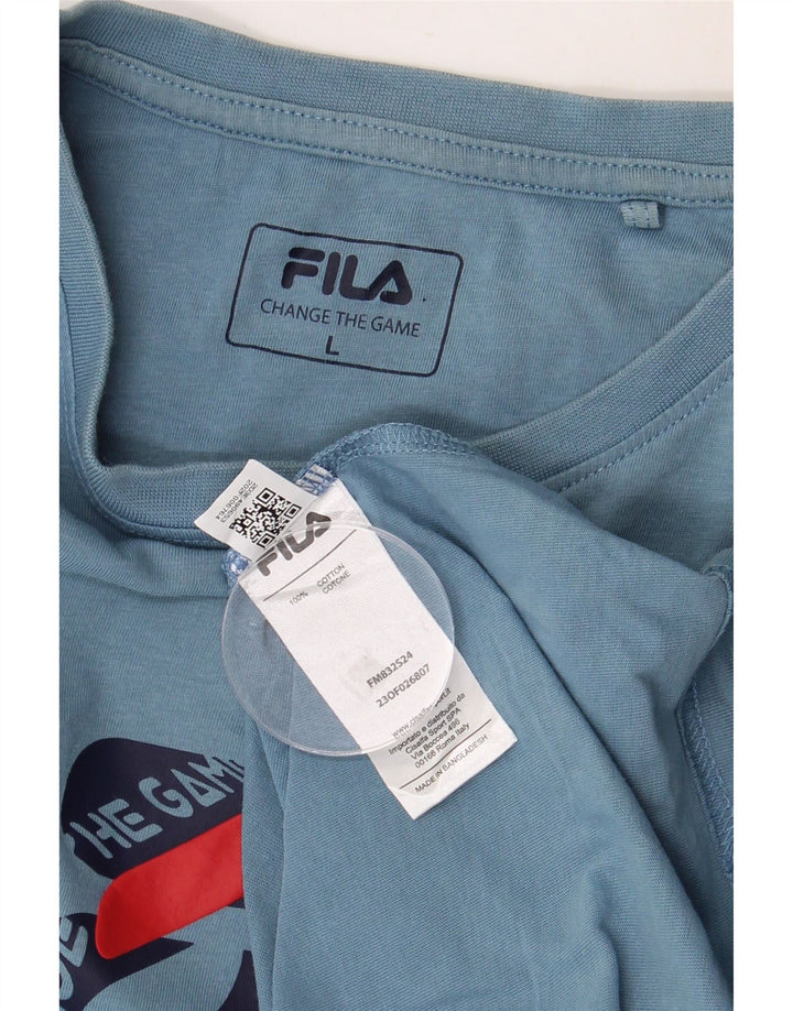 Tricou grafic pentru bărbați FILA Top mare din bumbac albastru