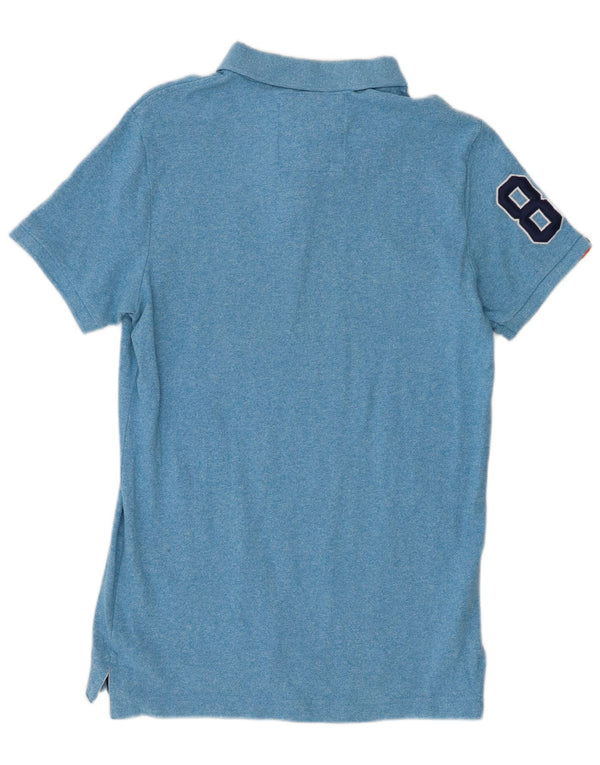Superdry Mens Graphic Polo Shirt Large Blue Flecked Cotton