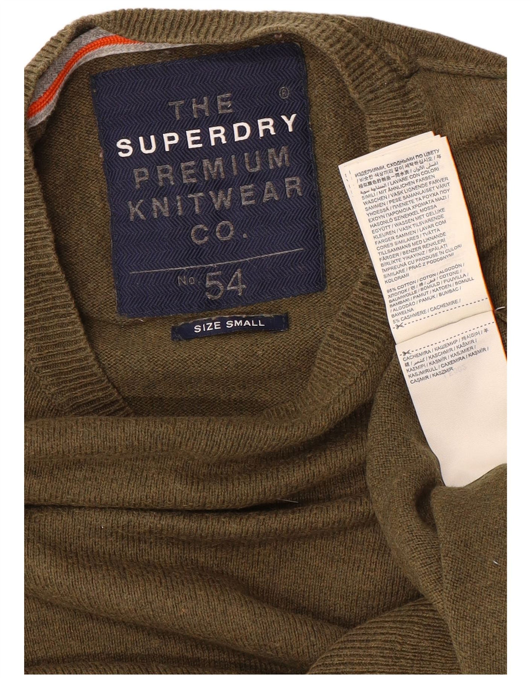 Pulover Superdry pentru bărbați, cu gât crew, bumbac mic kaki