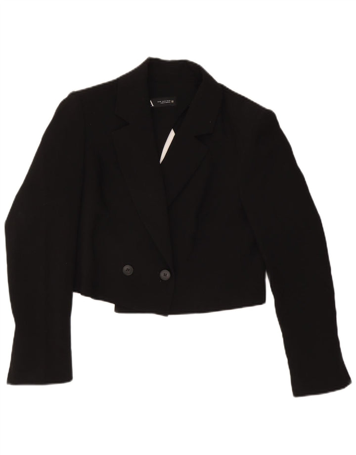 Jachetă Blazer Crop pentru Damă Zara UK 14 Medium Negru Acetat