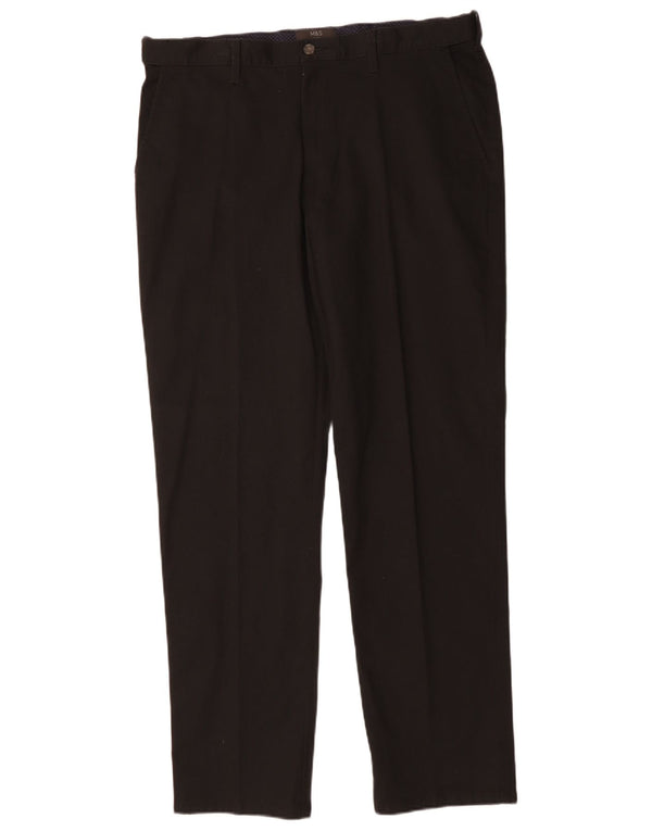 MARKS & SPENCER Pantaloni chino drepți pentru bărbați W38 L33 bumbac negru