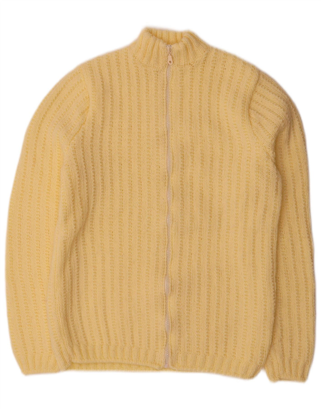 Pulover cardigan vintage pentru femei UK 12 Galben mediu