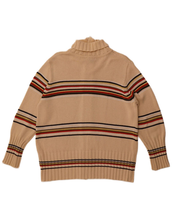 Pulover Cardigan Vintage pentru femei UK 18 XL, bumbac cu dungi bej