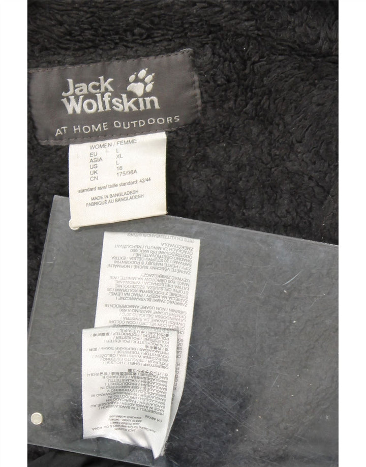 JACK WOLFSKIN Womens Hooded Windbreaker Coat UK 16 Large  Black Polyester Vintage Jack Wolfskin and Second-Hand Jack Wolfskin from Messina Hembry 