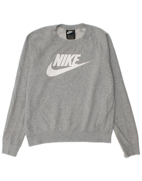 Pulover supradimensionat cu grafic Nike pentru femei UK 6 XS, bumbac cu pete gri