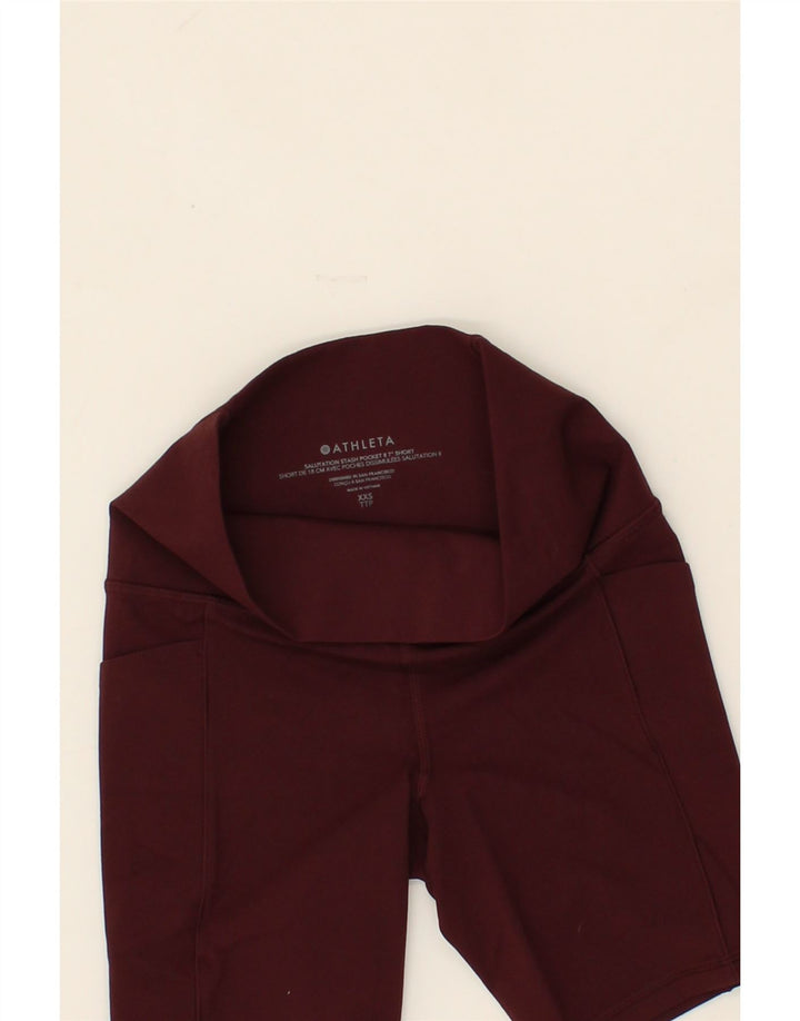 ATHLETA Womens Sport Shorts UK 0 2XS Maroon Vintage Athleta and Second-Hand Athleta from Messina Hembry 