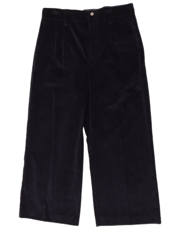 Max & Co. Pantaloni crop pentru femei din velur cu picioare largi UK 14 Large W34 L24 Black
