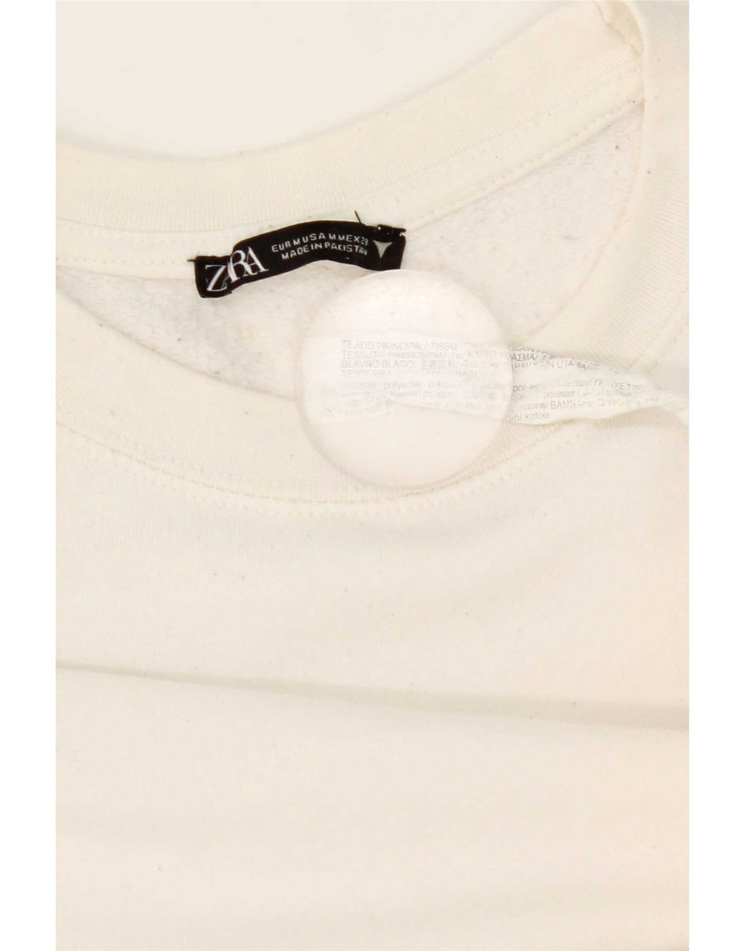 Pulover crop pentru femei Zara UK 14 Poliester alb mediu