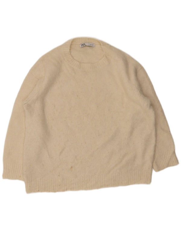 Pulover supradimensionat pentru femei Zara, cu gât de barcă, UK 10 Mic Bej