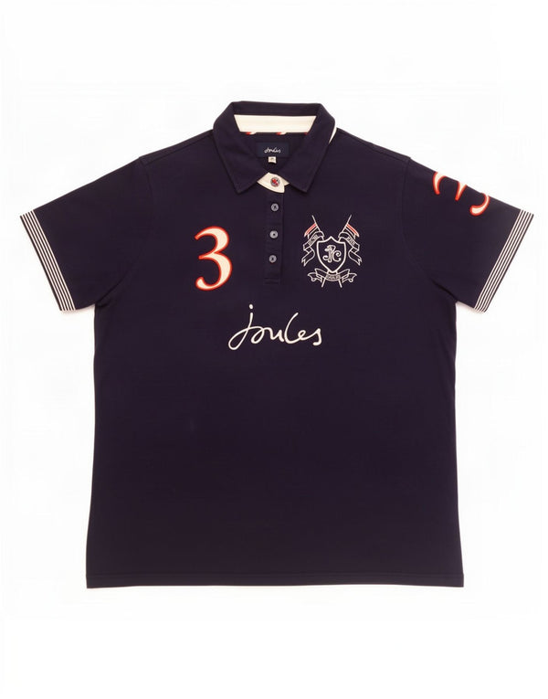Tricou polo cu grafic pentru femei Joules UK 18 XL, bumbac bleumarin