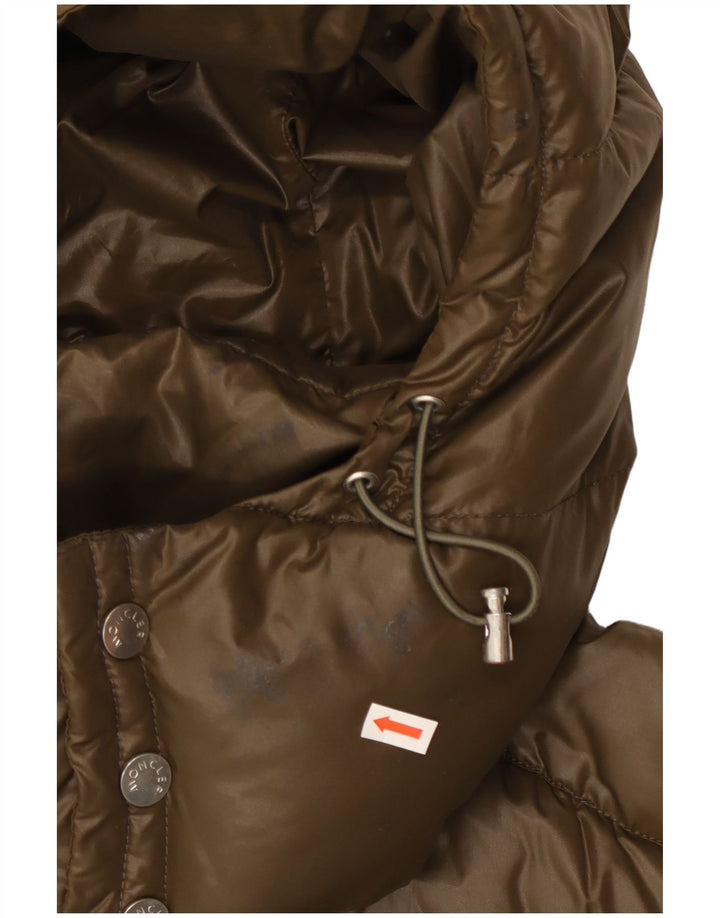 Jachetă căptușită cu glugă grafic Moncler pentru bărbați Mărimea 5 2XL Kaki Poliamidă