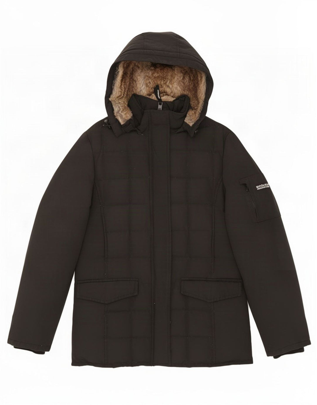 Jachetă căptușită cu glugă Woolrich pentru femei UK 16 Large Black