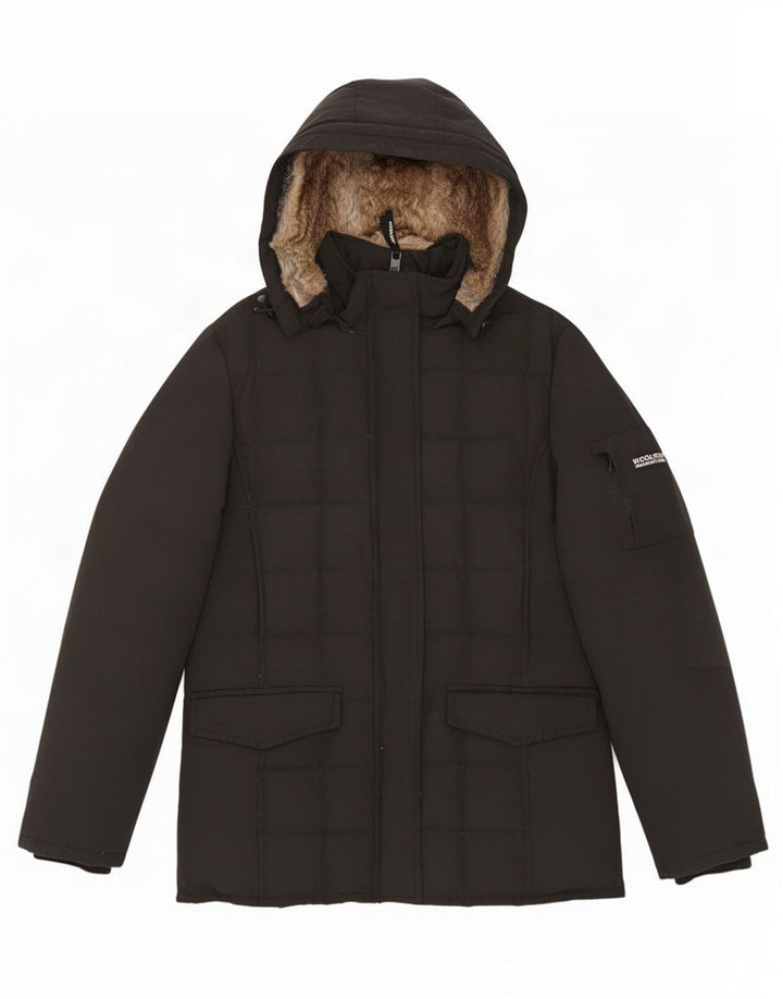 Jachetă căptușită cu glugă Woolrich pentru femei UK 16 Large Black