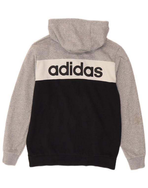 Pulover Adidas pentru băieți Graphic Zip 13-14 ani, bumbac color bloc, gri