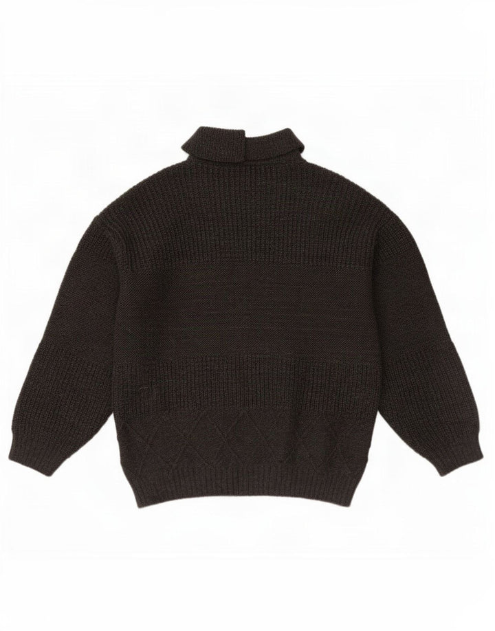 Pulover vintage pentru bărbați cu gât polo, lână, gri mediu