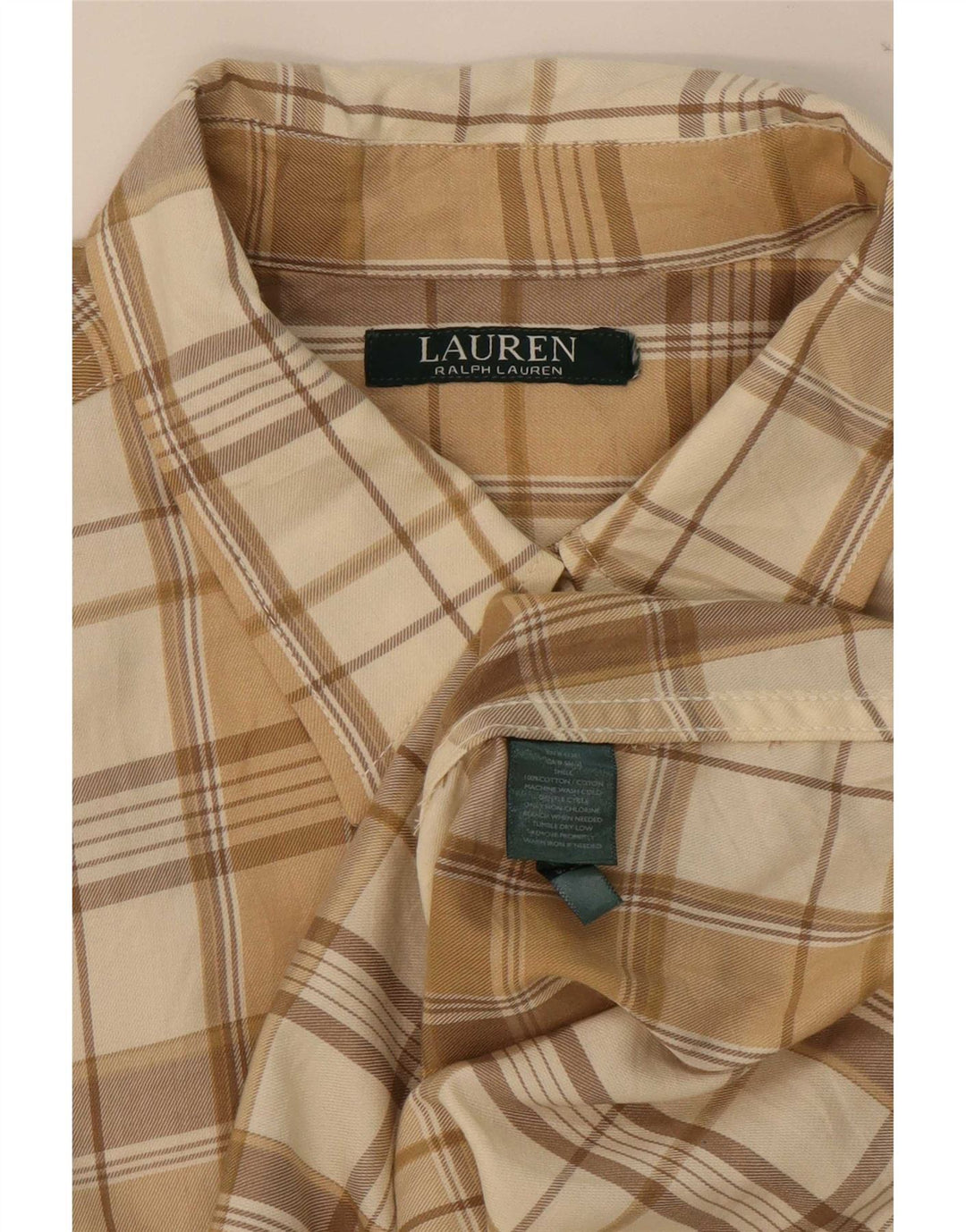 Cămașă de flanel pentru bărbați Ralph Lauren, bumbac cu carouri, bej mediu