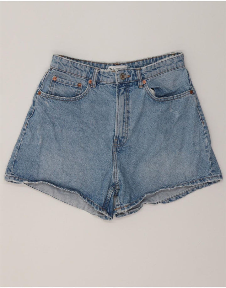 Pantaloni scurți din denim învechit ZARA pentru femei EU 40 Medium W30 Bumbac albastru