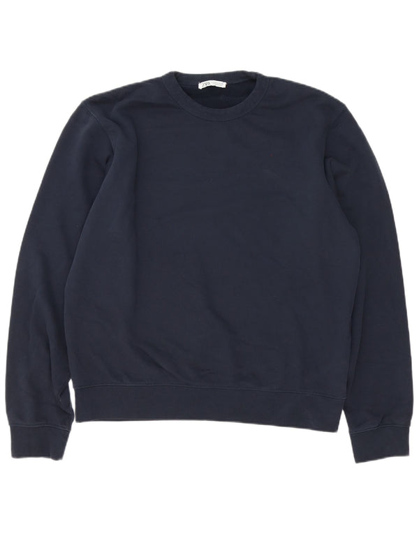 Pulover supradimensionat pentru femei Zara UK 14 Bumbac bleumarin mediu