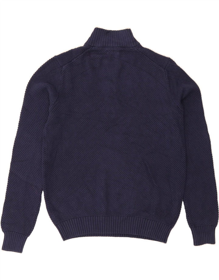 IZOD Mens Button Neck Jumper Sweater Medium Navy Blue Cotton Vintage Izod and Second-Hand Izod from Messina Hembry 
