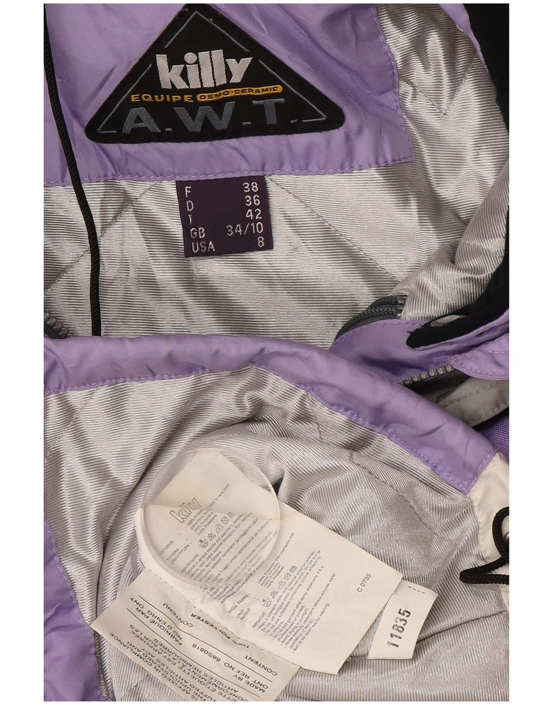 Jachetă de schi pentru femei Killy cu glugă UK 10, mov, poliester color bloc