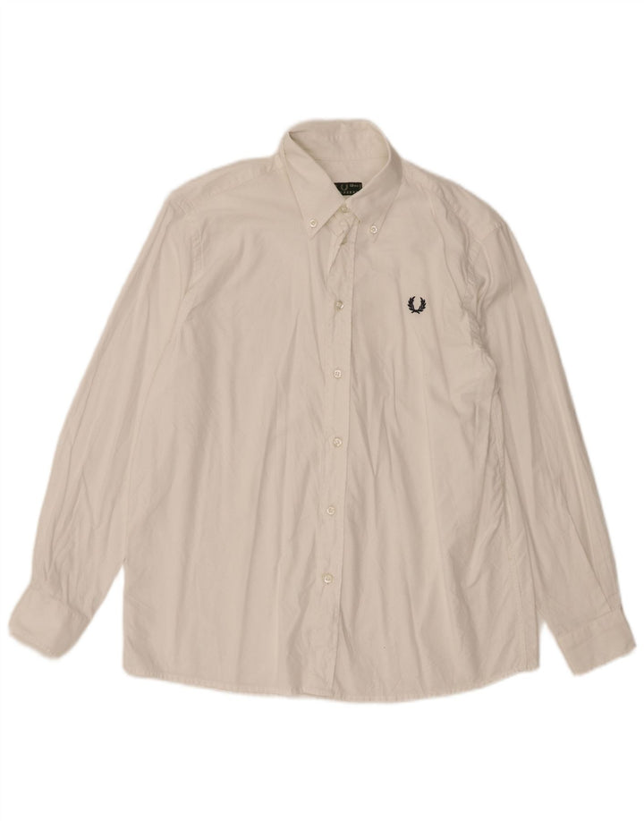 Cămașă Fred Perry pentru băieți 11-12 ani, bumbac alb