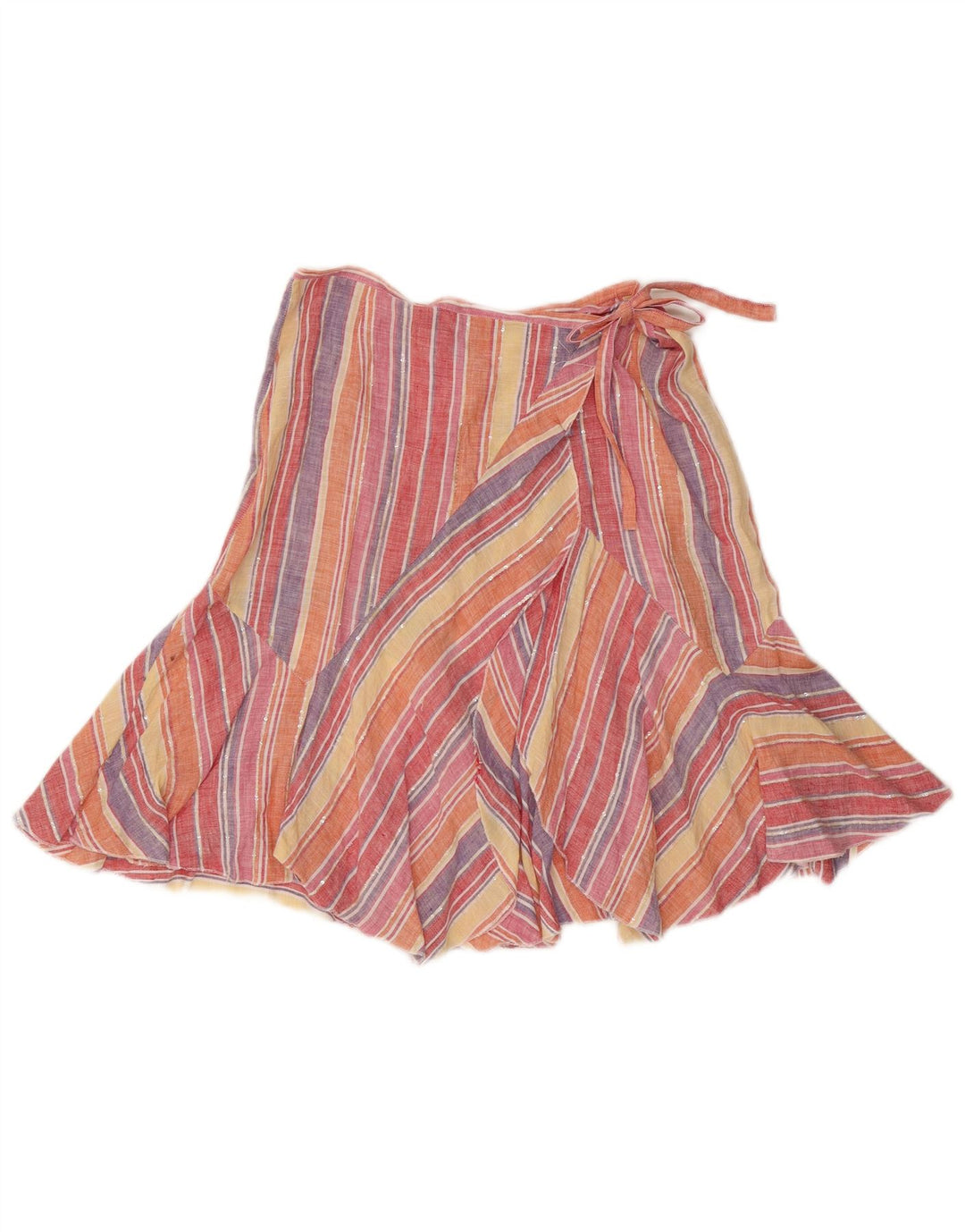 Max Mara Fusta Wrap pentru femei UK 10 Small W27 Multicolore Striped Line