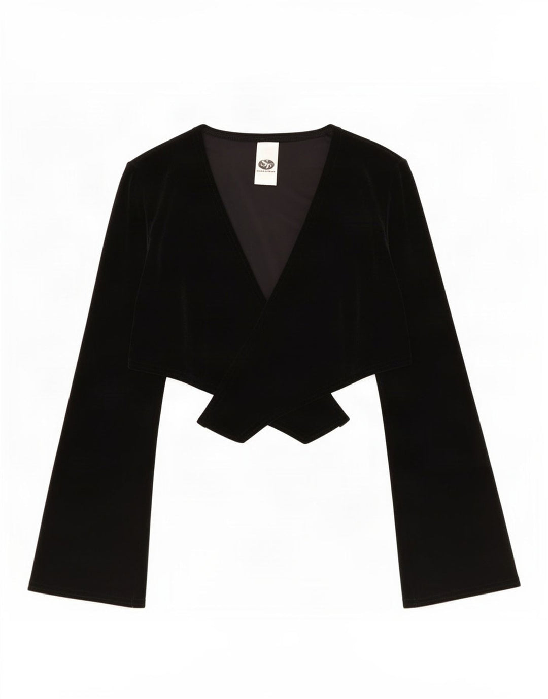 Top bolero vintage pentru femei din velur UK 10 mic poliester negru