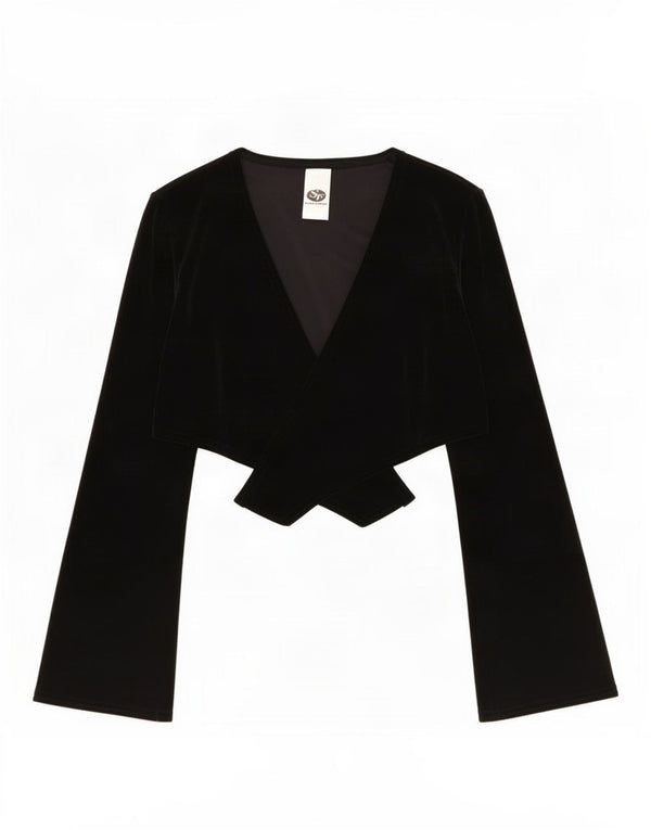 Top bolero vintage pentru femei din velur UK 10 mic poliester negru