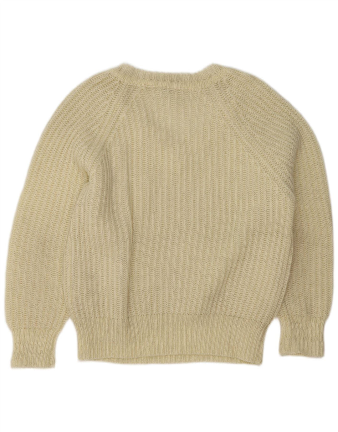 Pulover vintage pentru femei cu decolteu în V EU 38 Medium acrilic alb murdar