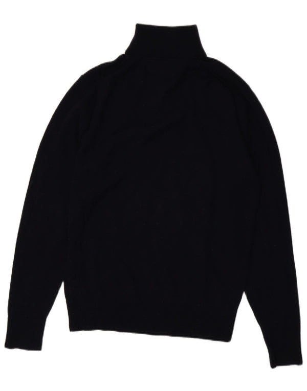 TOMMY HILFIGER Pulover pentru bărbați, cu fermoar, cu gât, lână de miel, mare, bleumarin