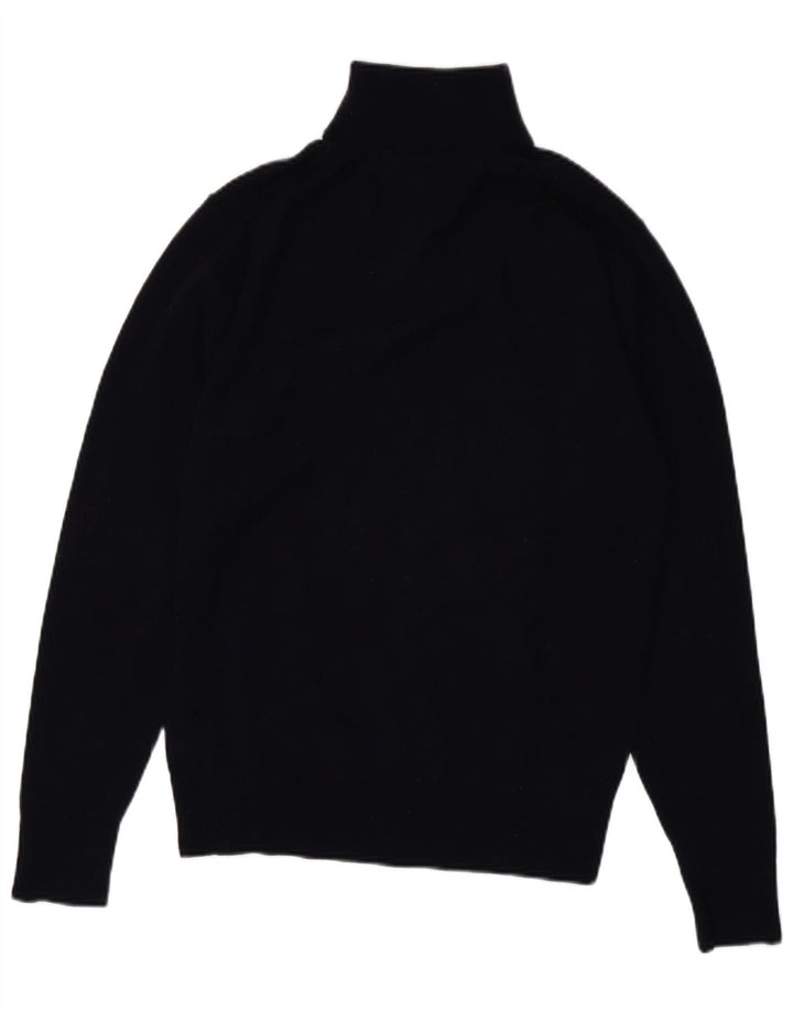 TOMMY HILFIGER Pulover pentru bărbați, cu fermoar, cu gât, lână de miel, mare, bleumarin