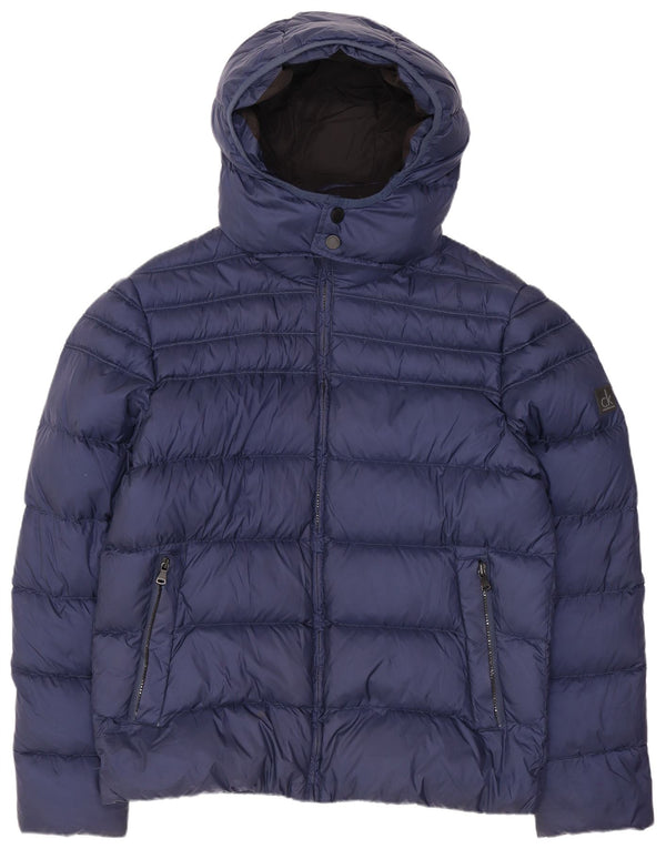 Jachetă căptușită cu glugă pentru bărbați CALVIN KLEIN JEANS UK 40 Mare nailon bleumarin