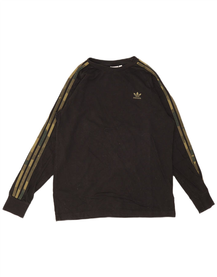 Top bărbați ADIDAS cu mânecă lungă din bumbac mediu negru