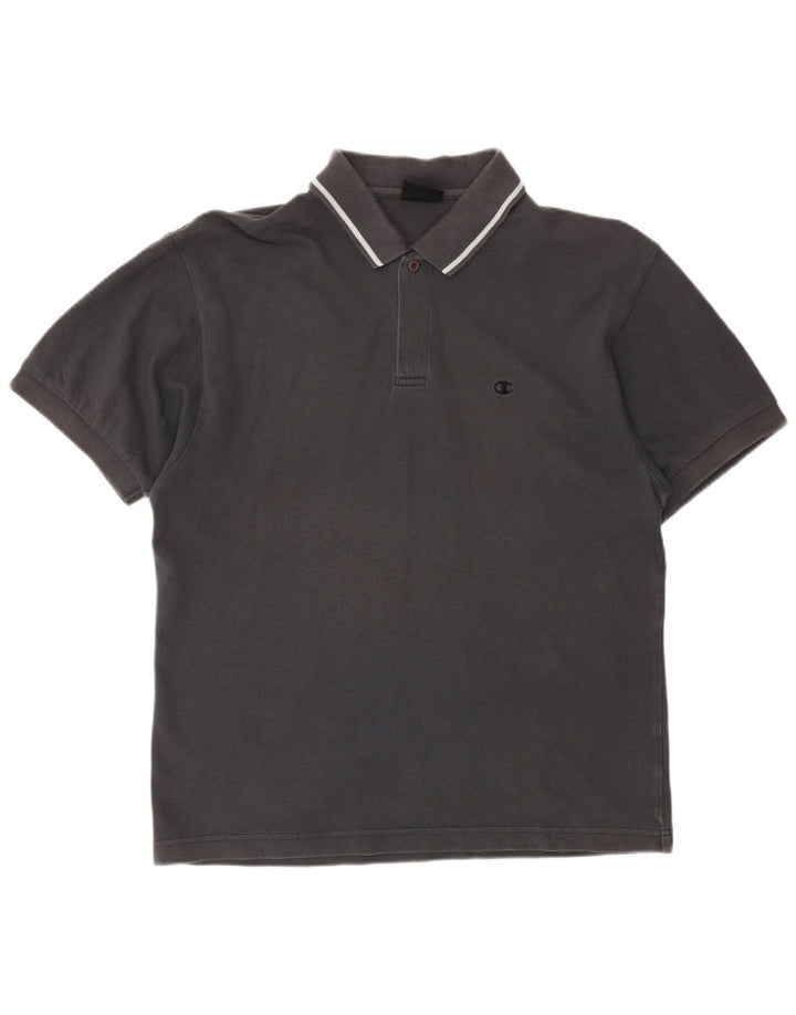 Tricou polo pentru bărbați din bumbac gri mediu