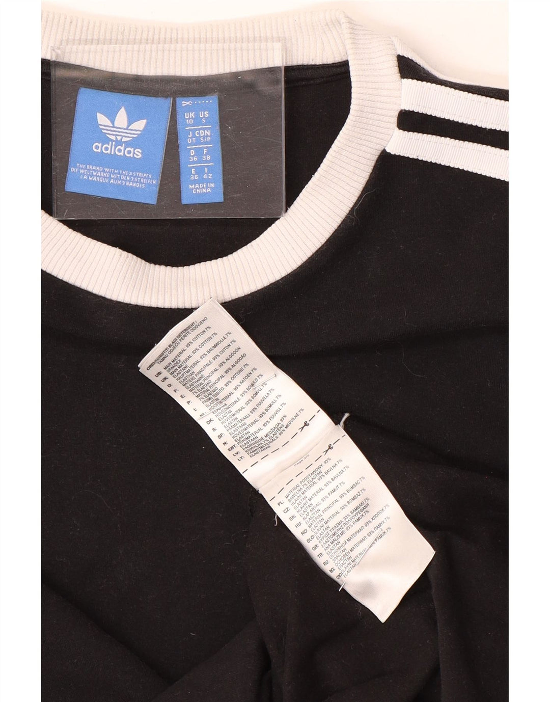 Top pentru femei ADIDAS cu mânecă lungă UK 10 mic bumbac negru
